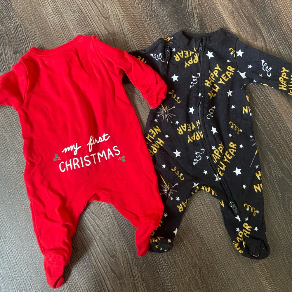 Old Navy Newborn Christmas New Years Onesies